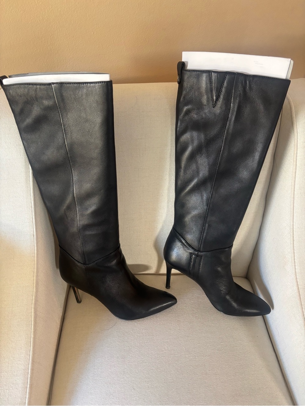 Classic Black Knee-High Stiletto Boots - Women's 7.5 slightly worn.